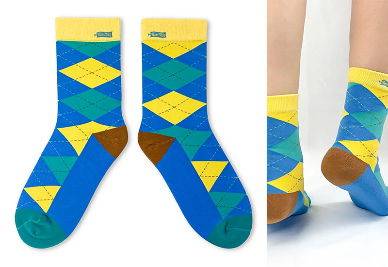 經典菱格紋-藍 厚襪款(2種尺寸)